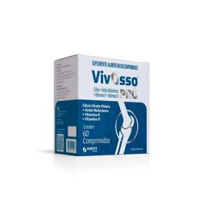 SUPLEMENTO ALIMENTAR VIVOSSO PRÓ CÁLCIO + ÁCIDO HIALURÔNICO + VITAMINAS D + K  COM 60 COMPRIMIDOS