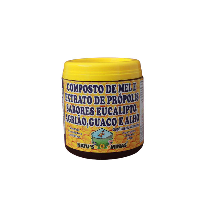 COMPOSTO DE MEL E PRÓPOLIS EUCALIPTO/AGRIÃO/GUACO/ALHO 280G - NATU'S MINAS