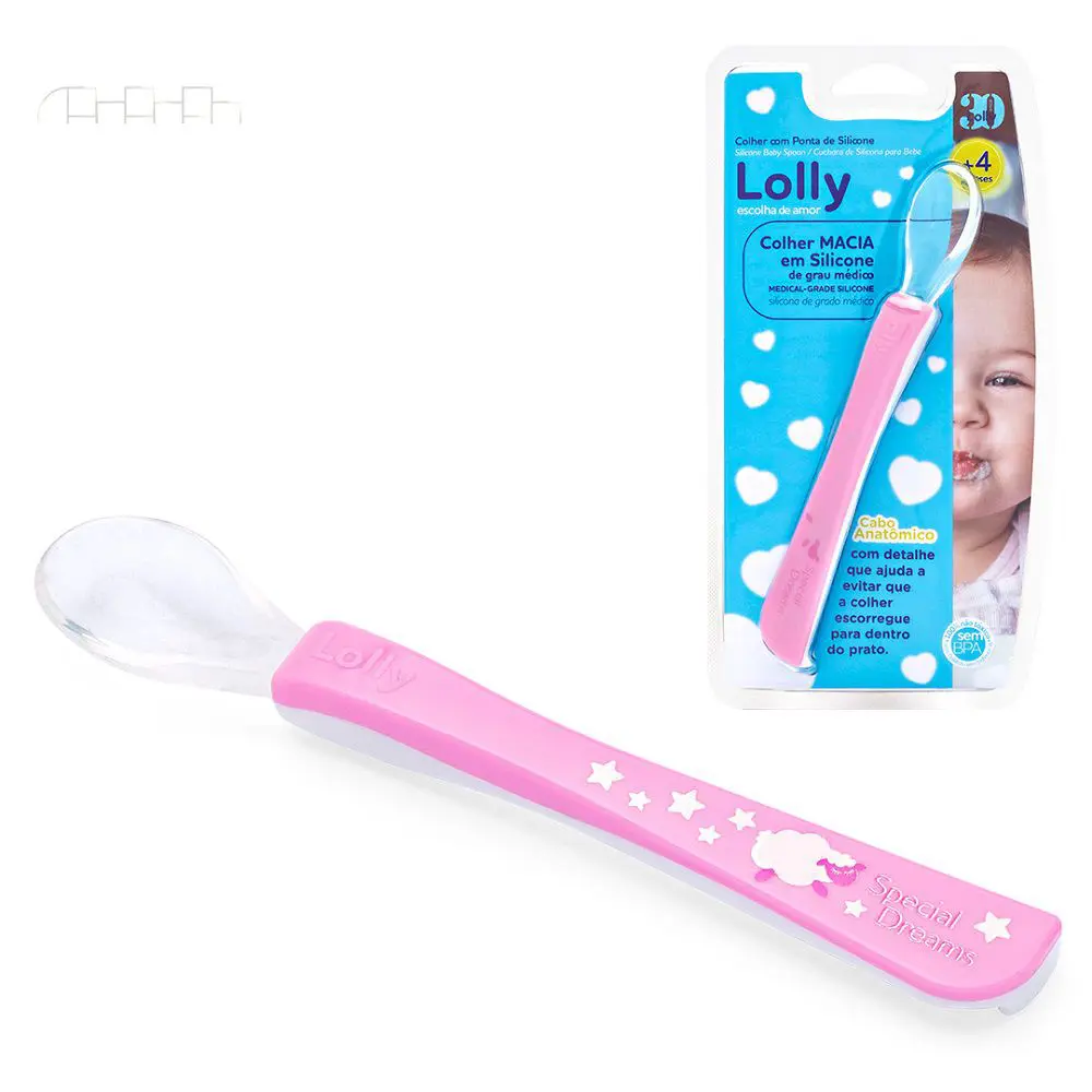 Colher Infantil Concha Silicone Maleável Comida Para Bebe